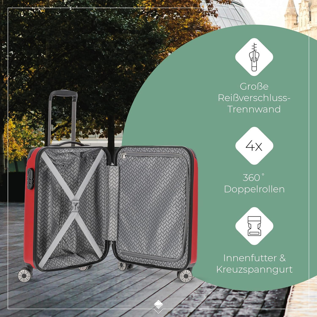 travelite 4-Rad Handgepäck Koffer erfüllt IATA Bordgepäckmass, Gepäck Serie City: Robuster Hartschal