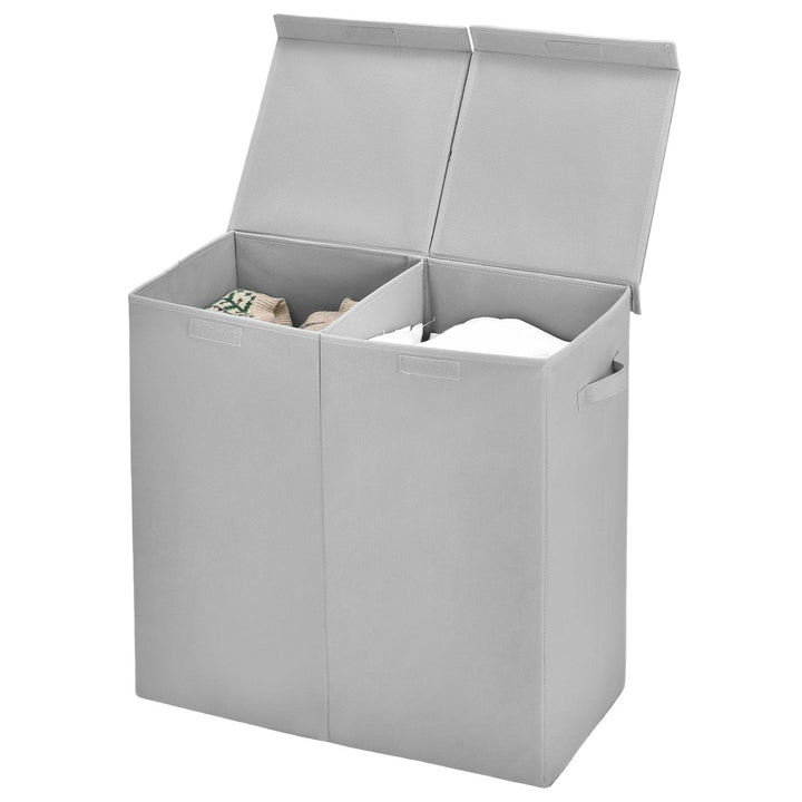 GIANTEX Wäschekorb 115 L mit 2 Fächern, Wäschesammler Wäschebox mit Deckel & Griff, Wäschesortierer