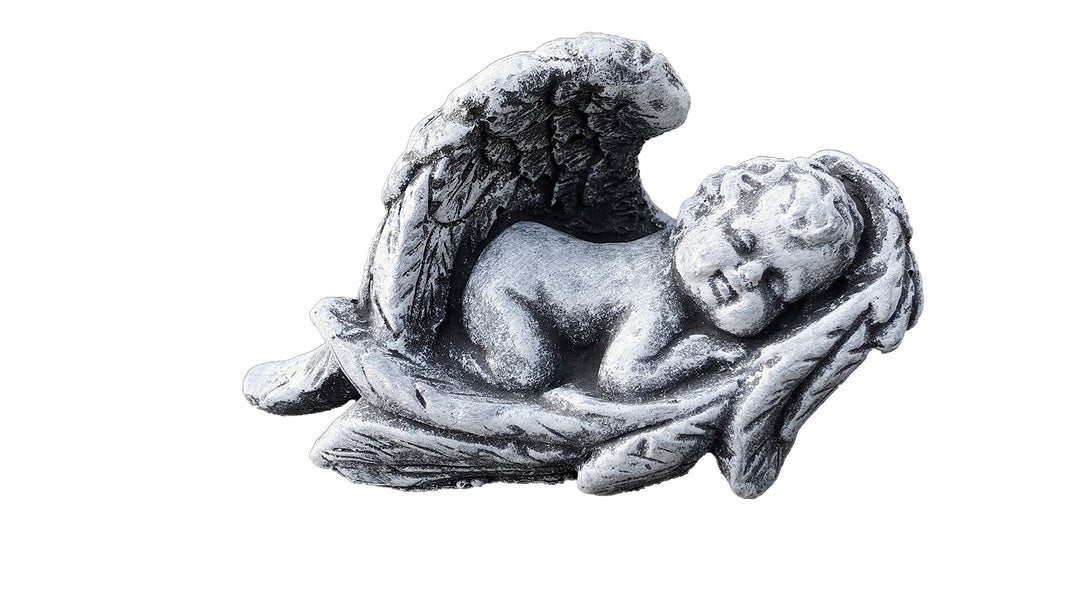 stoneandstyle Steinfigur Kleiner Baby Engel im Flügel Grabschmuck frostfest wetterfest