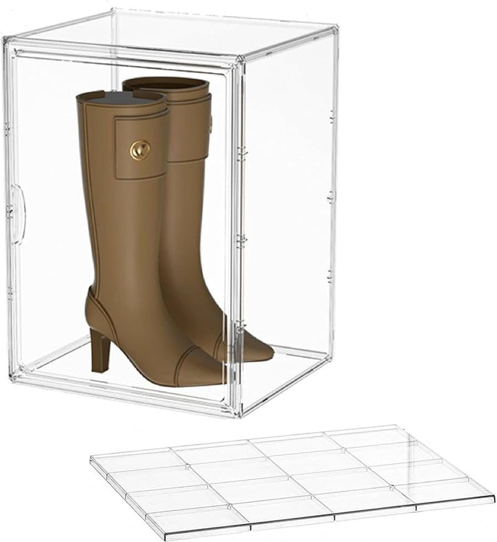 Klare Schuhbox, Aufbewahrungsbox, Stapelbare Acryl Schuhschrank, Mit magnetischer Tür, Layered, Geei
