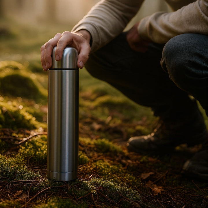 GRÄWE Thermosflasche, Edelstahl Trinkflasche, Thermoskanne, Isolierflasche für unterwegs mit Becher,