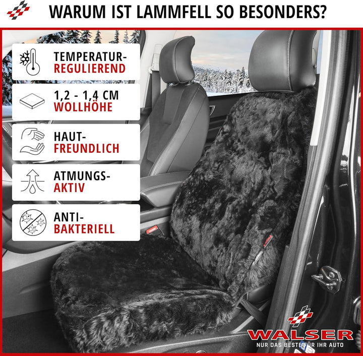 Walser Lammfell Sitzbezug für Auto Trish, Auszeichnung Sehr Gut* Lammfell Autositzbezug, 100% Autosi