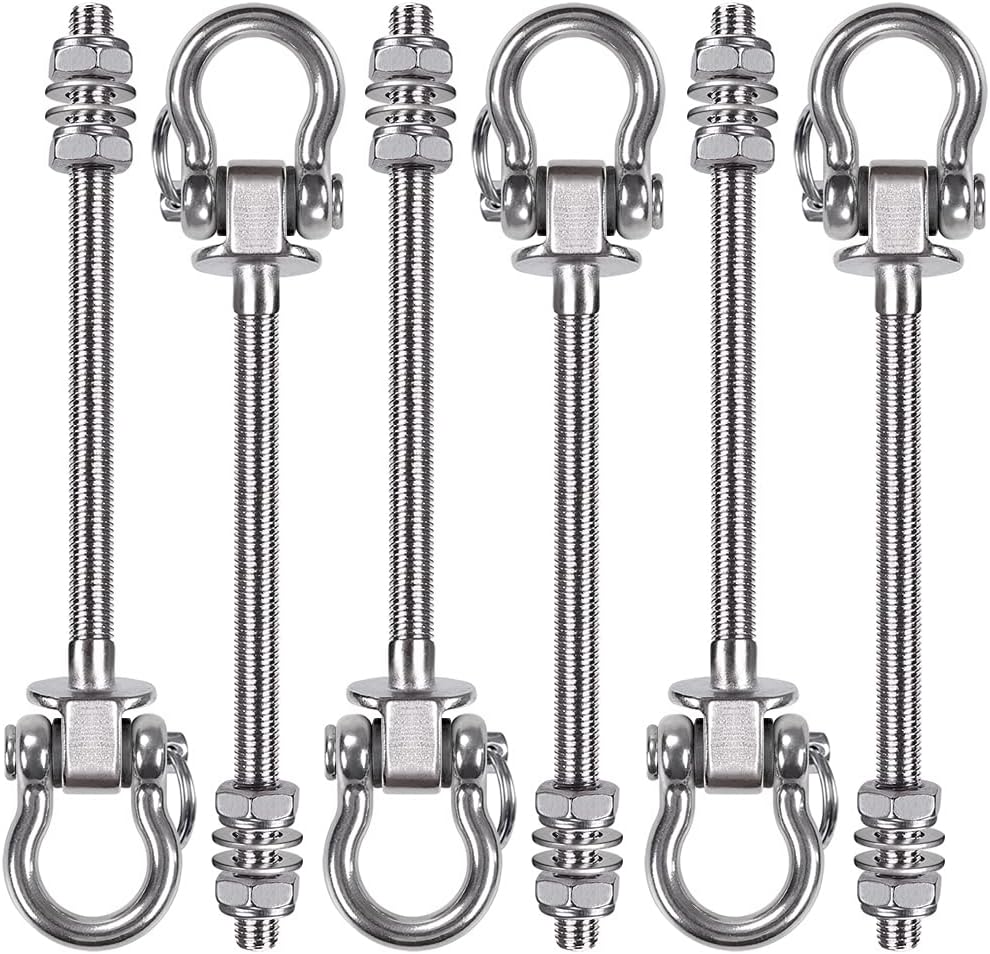 SELEWARE Schaukelhaken Edelstahl M10 x 170mm Gewindelänge, Schaukelhaken Schwerlast Hängesessel, Sch