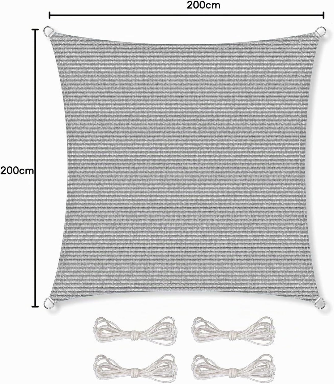 CelinaSun Sonnensegel inkl Befestigungsseile Premium HDPE wetterbeständig atmungsaktiv Quadrat 2 x 2