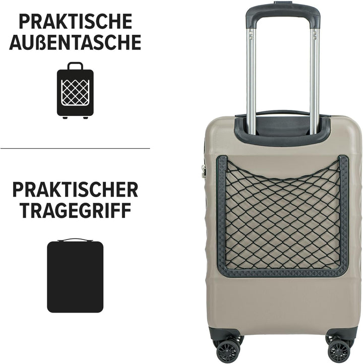 PUCCINI Polycarbonat Koffer Valencia Hartschalenkoffer Handgepäck Trolley Leicht Reisekoffer mit Zwi