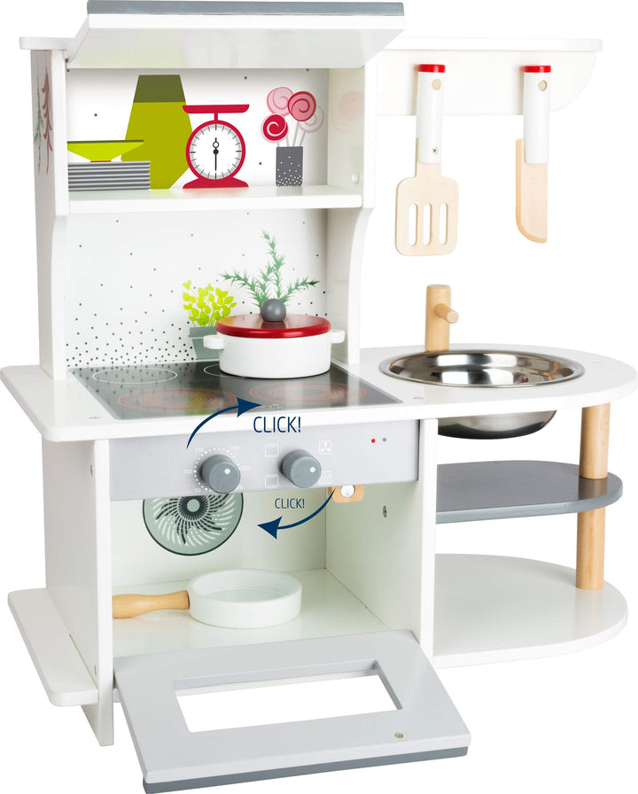 small foot Kinderküche "Grazil" mit Backofen, Pfanne, Kochtopf, Küchenhelfern und Waschbecken, ab 3
