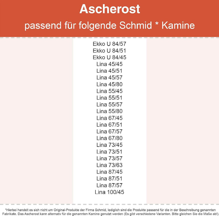 Kaminrost/Ascherost Eckig 232 x 174 x 15 mm passend für Schmid ** Kaminöfen inkl. Modellübersicht -
