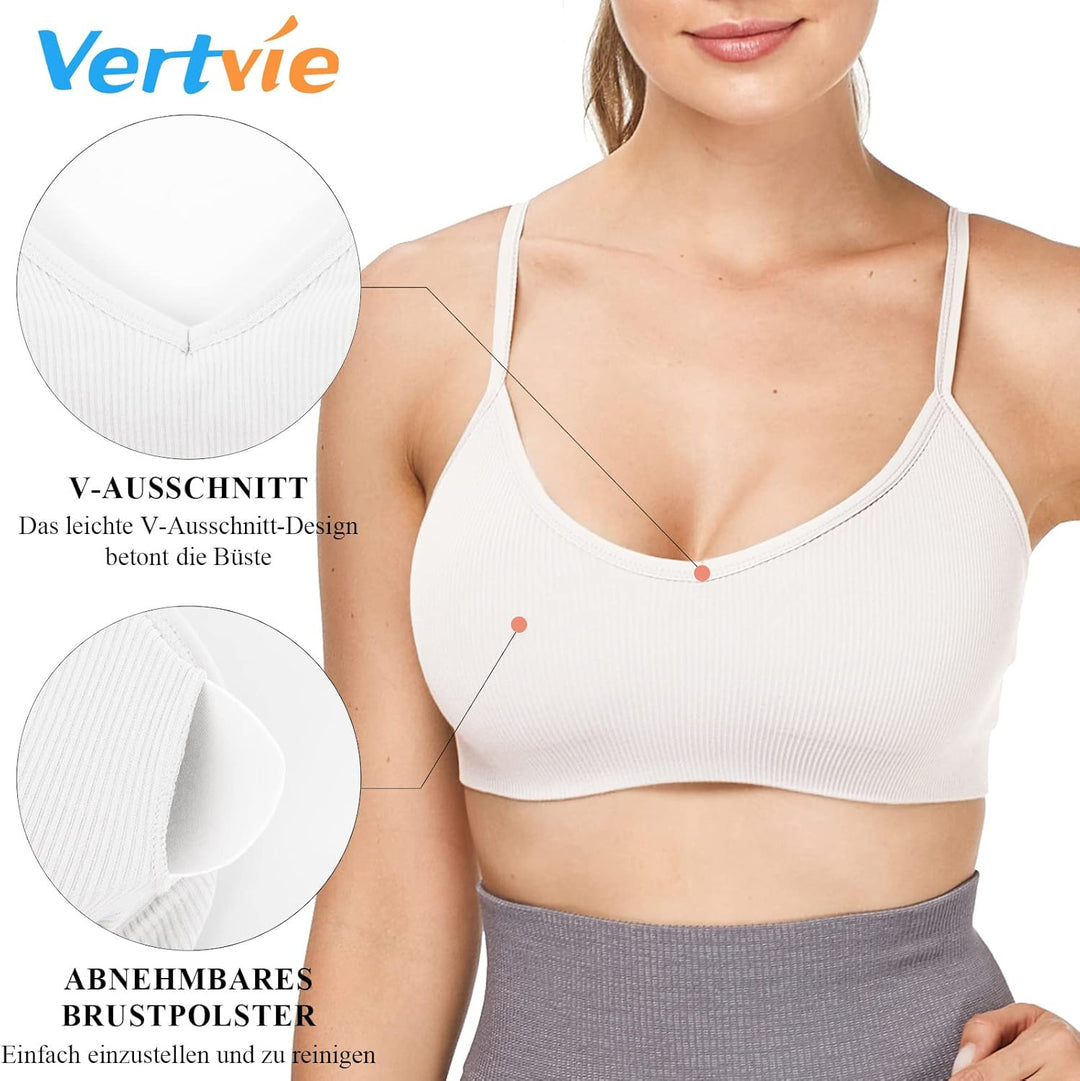 Vertvie Damen 2/3/4er Set Basic Wohlfühl BH Sport BH Spaghettiträger Bralette ohne Bügel Nahtlose Ge