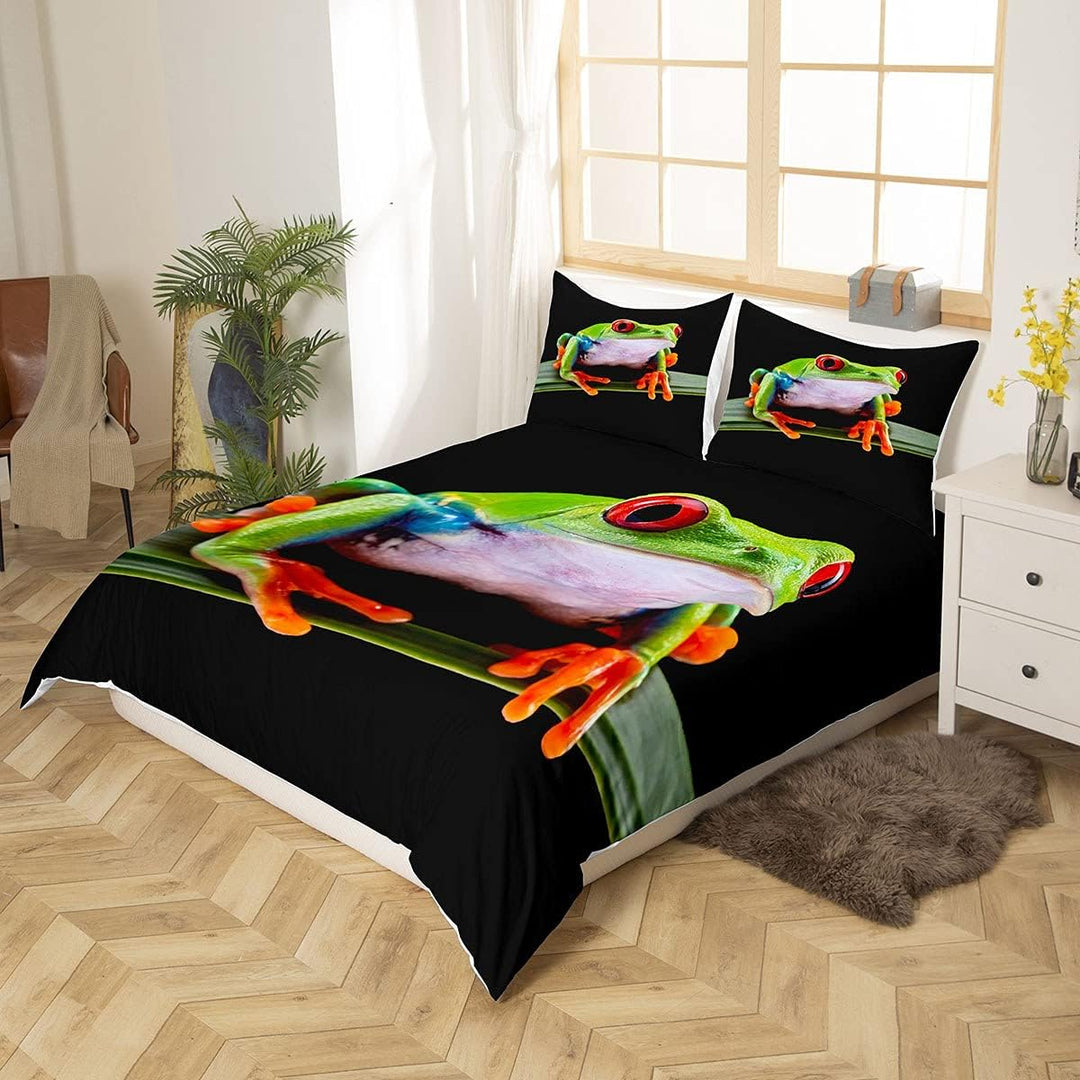 Homewish Frosch Bettwäsche Set Tropical Amphibian Tröster Cover 3D Tier Frosch Print Bettbezug Für T