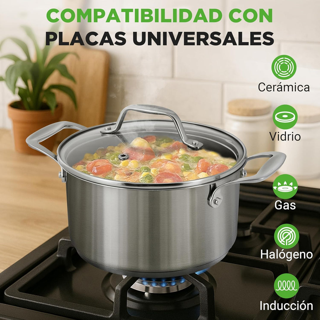 NutriChef Kochtopf Gross, 6L- Ø 35cm, Suppentopf Edelstahl Induktion für Alle Herdarten Geeignet, Ko