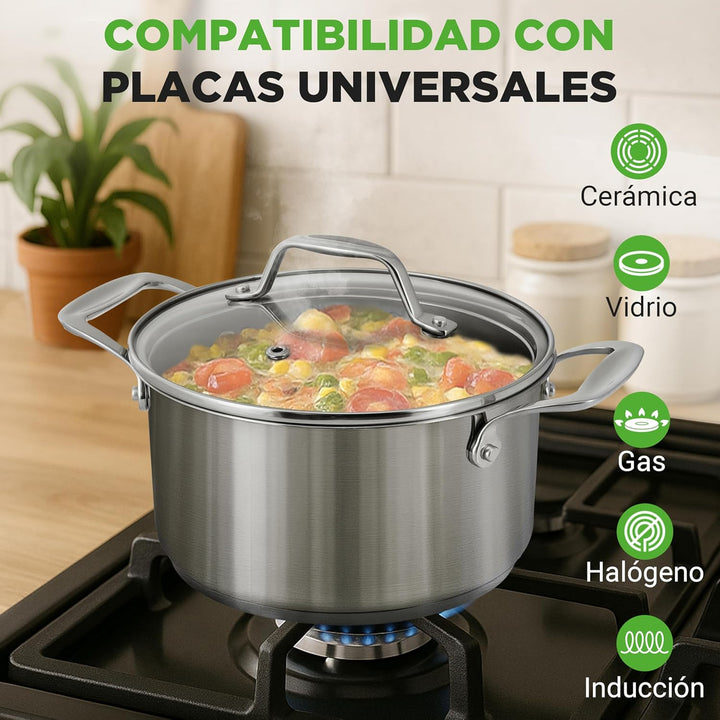 NutriChef Kochtopf Gross, 6L- Ø 35cm, Suppentopf Edelstahl Induktion für Alle Herdarten Geeignet, Ko
