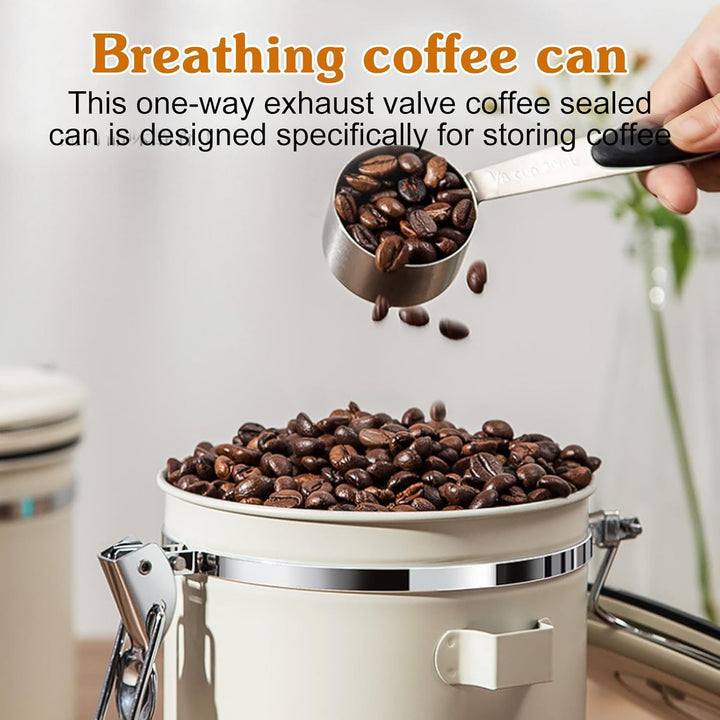 Kaffeedose Luftdicht, 2,8 L Kaffeebohnen Behälter aus Edelstahl Kaffeedose Luftdicht 1kg Bohnen Vaku