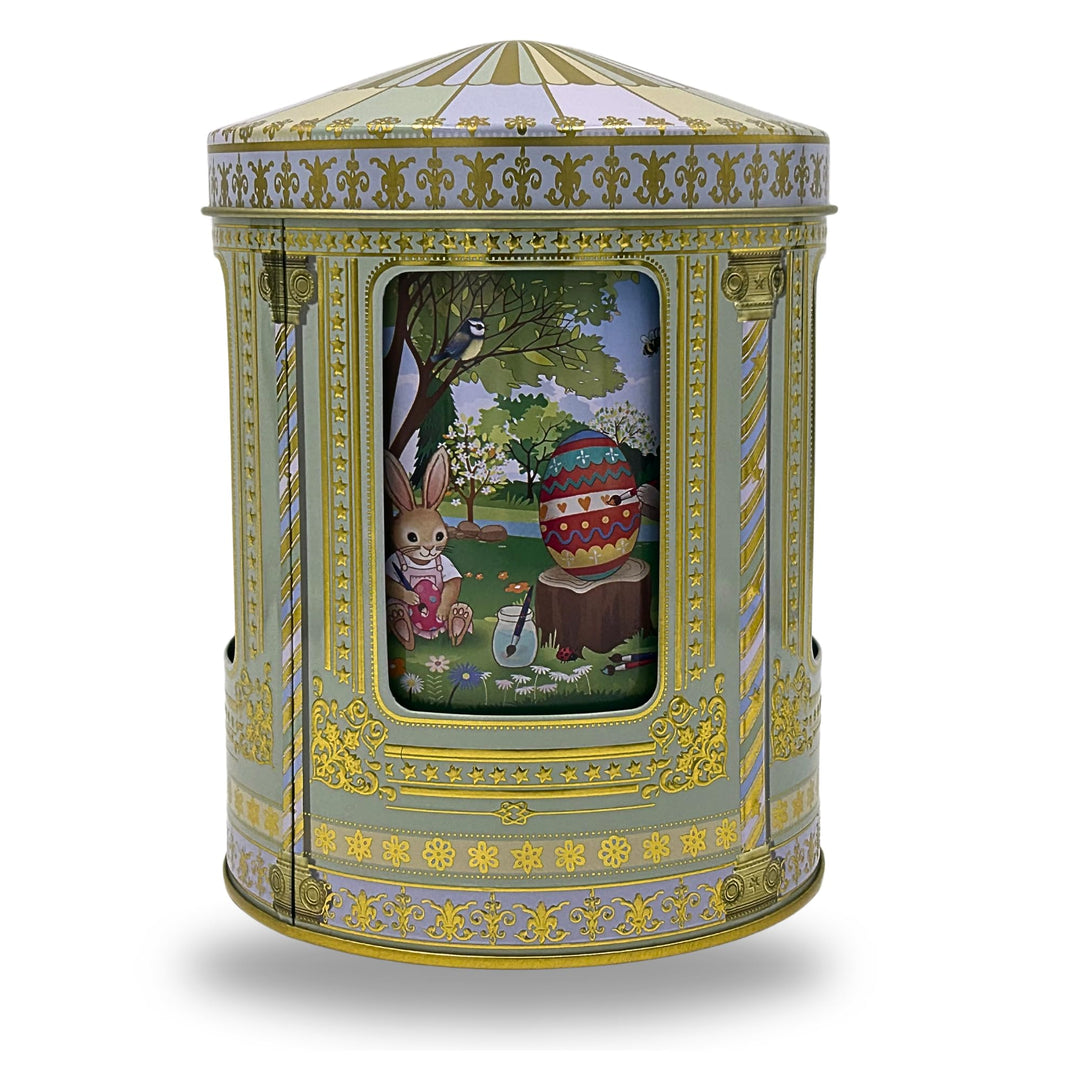 Osterhasen Spieluhrdose - Dose, Gebäckdose, Geschenkdose, Sammlerdose - Vol. 0,75l, Ø. x Höhe 12 x 1