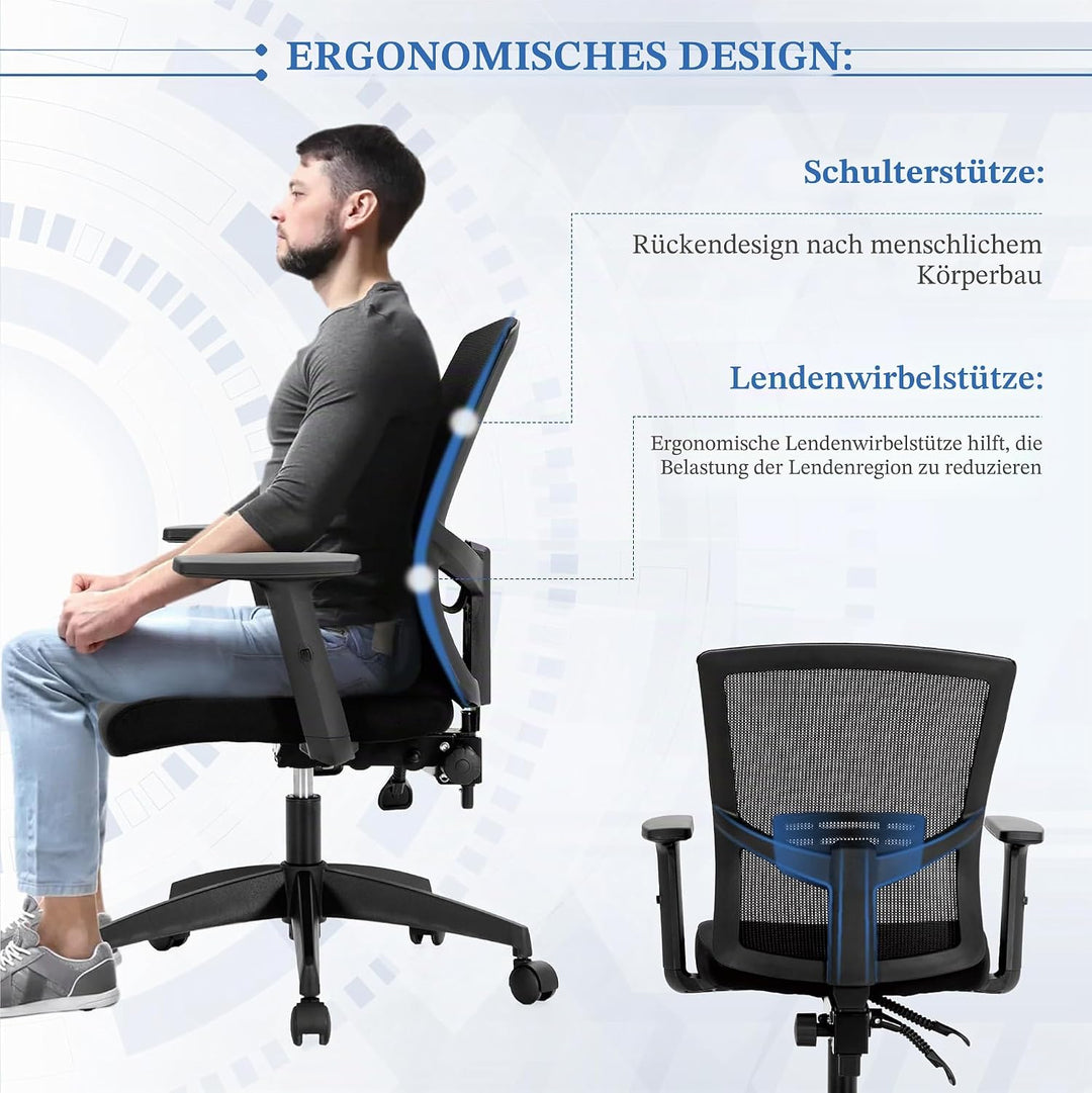 Alpha Home Bürostuhl Ergonomischer Schreibtischstuhl, Computer-Arbeitsstuhl mit atmungsaktivem Mesh