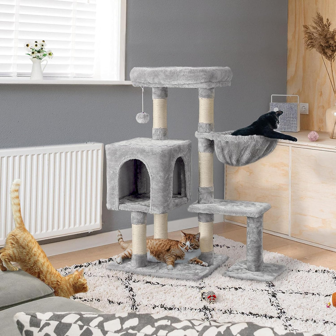 Yaheetech Kratzbaum 96 cm hoch Katzenbaum Kletterbaum für Katzen, mit Plattform Katzenhöhle Korb Sis