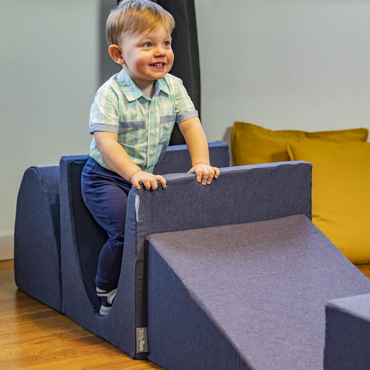 KiddyMoon Spielplatz Aus Schaumstoff Hindernisläufen, kopfteil/Rampe/Zwickel/stüfchen, Dunkelblau Du