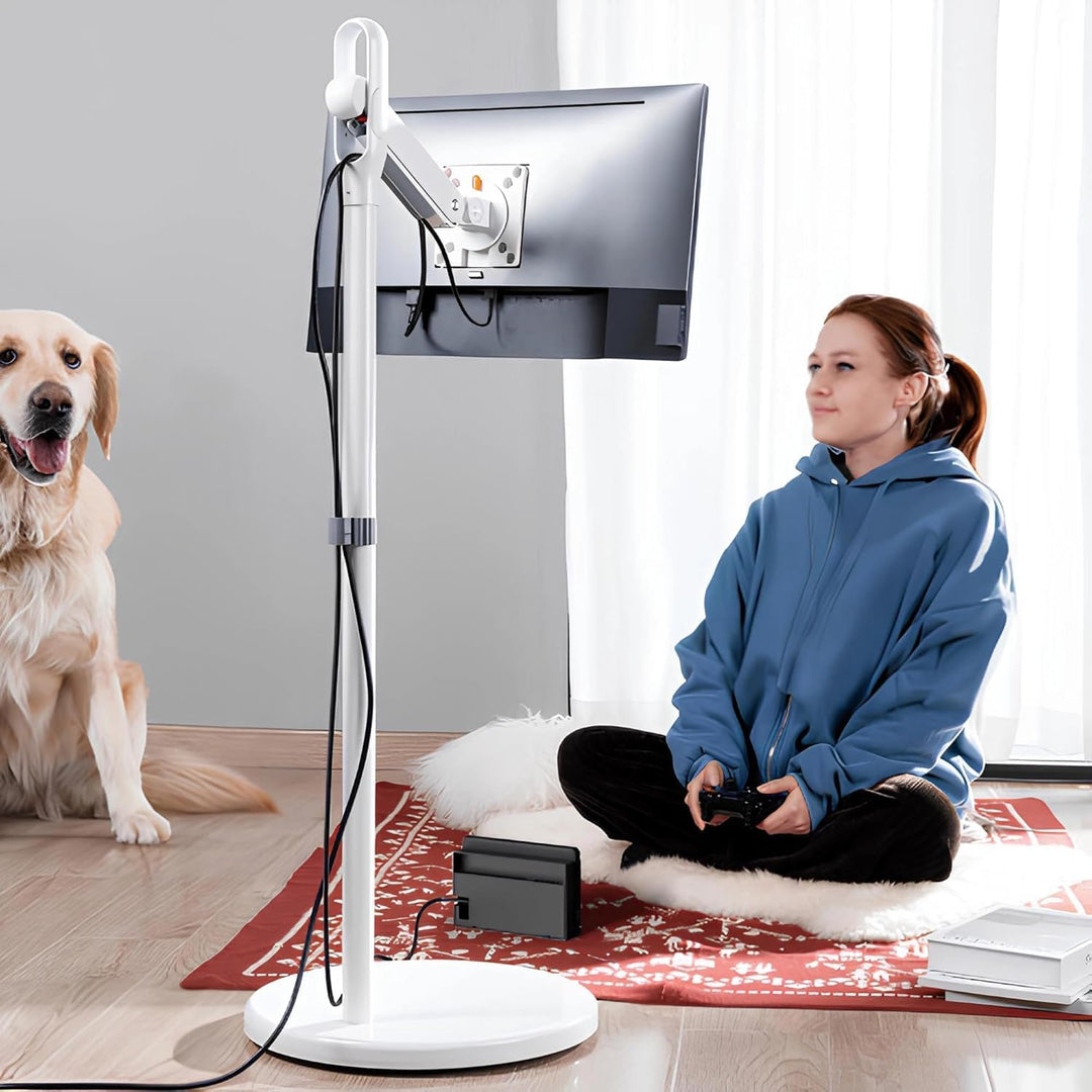 Spacetronik Mobiler TV Ständer Weiss Rollbar für 17–35 Zoll Monitor &amp; Fernseher, Mobiler TV Standfus