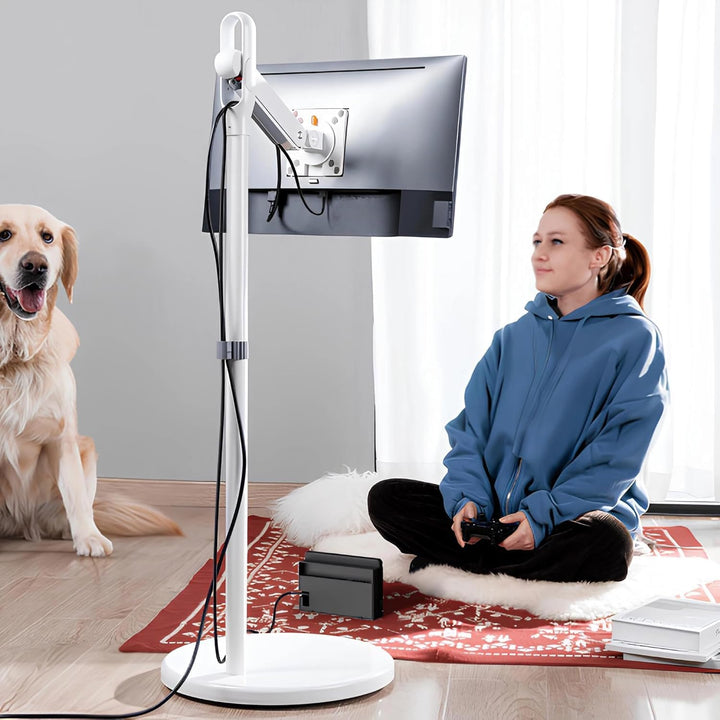 Spacetronik Mobiler TV Ständer Weiss Rollbar für 17–35 Zoll Monitor &amp; Fernseher, Mobiler TV Standfus