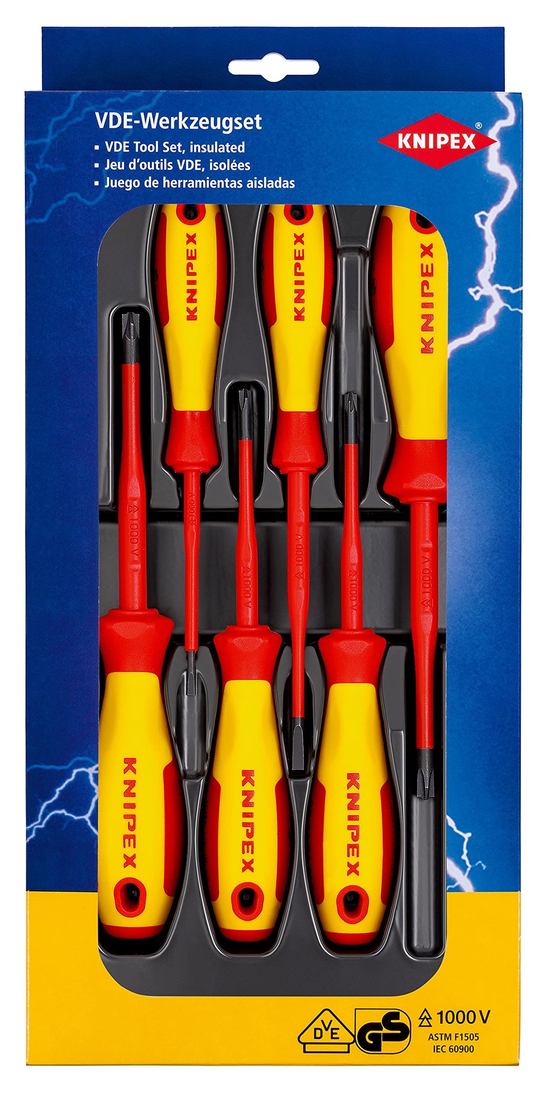 KNIPEX VDE Schraubendreher-Paket PlusMinus/Schlitz 6-teilig, 00 20 12 V05