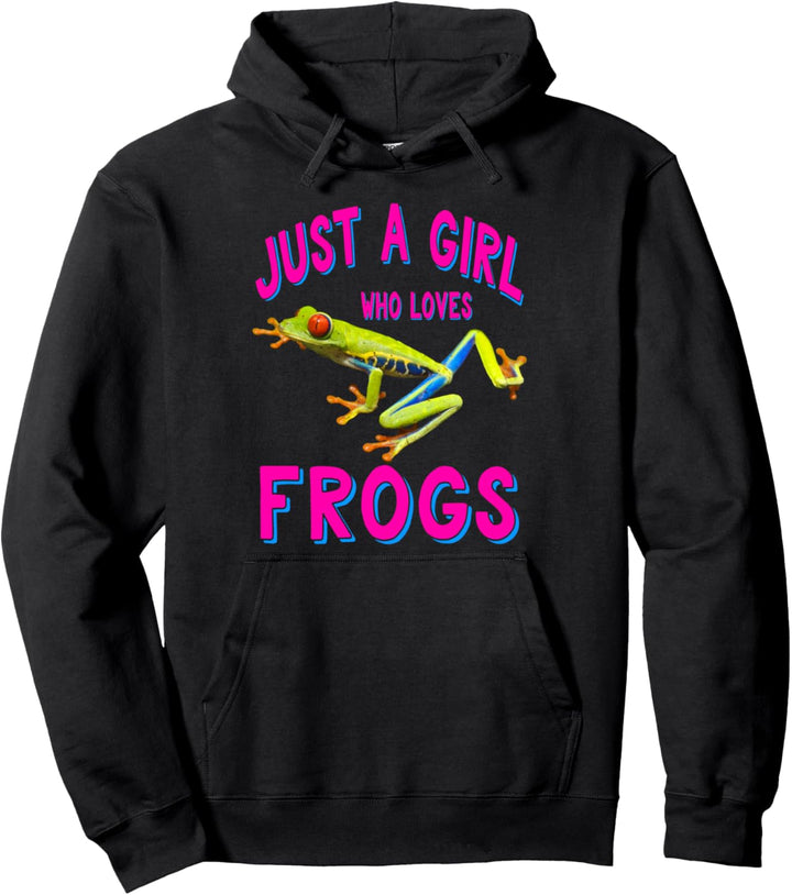 Cute Frog Lover Gift Funny Just a Girl Who Loves Frogs Pullover Hoodie