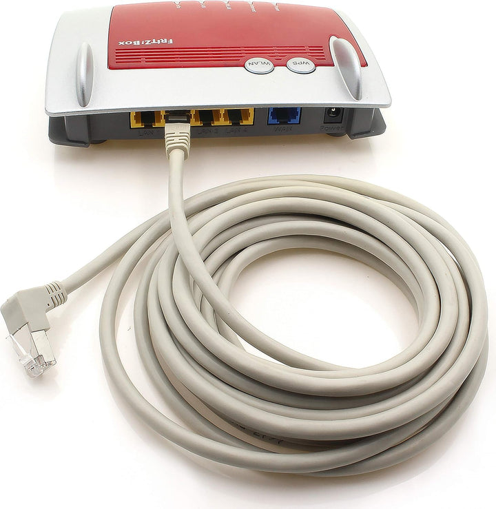 1aTTack.de 366263 Cat.6 Netzwerkkabel Winkel 90 Grad 10m - grau - 10 Stück - Cat6 Patchkabel (SFTP P