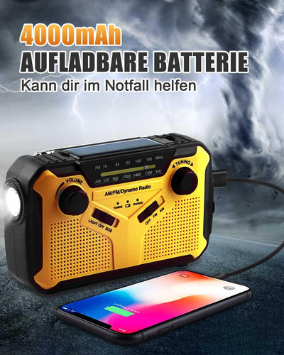 2022 Neueste Notfallradio, Maxesla AM/FM Kurbelradio mit Handyladefunktion Kurbel Notfallradio mit 2