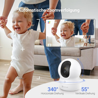 EZVIZ WLAN Indoor Überwachungskamera, 360º PTZ IP Kamera mit Farbnachtsicht, Personen-/Geräuscherken