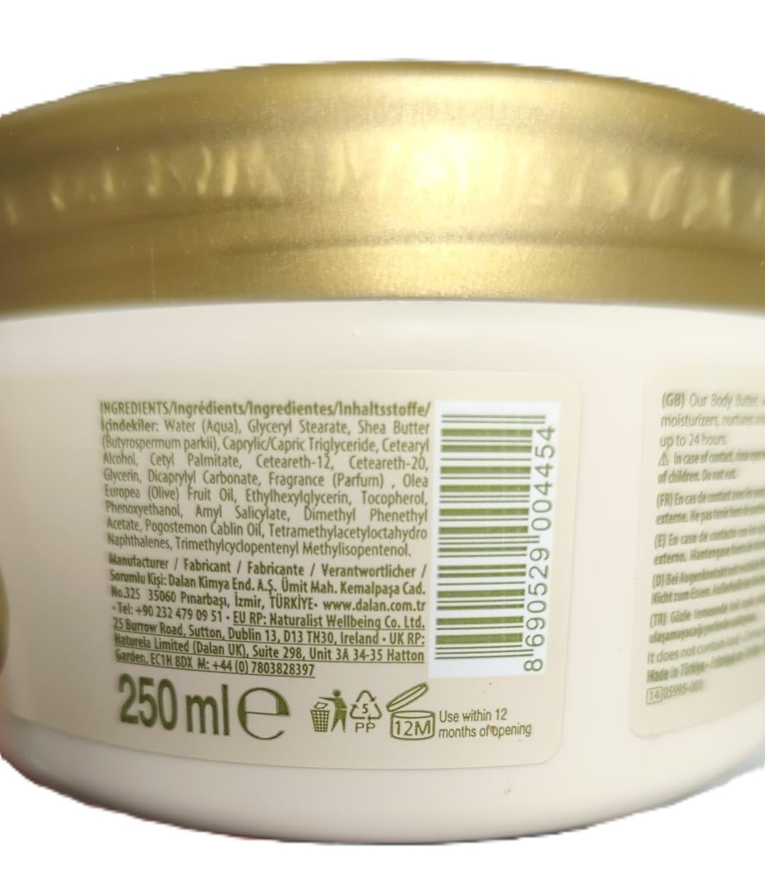 6 x Dalan d'Olive Body Butter - Intensivpflegecreme für alle Hauttypen - 250ml