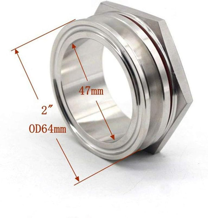 FURVOCHY 2" TC Bulkhead Compression Fitting Homebrew Weldless Bulkehad 304 Stainless Steel Homebrew