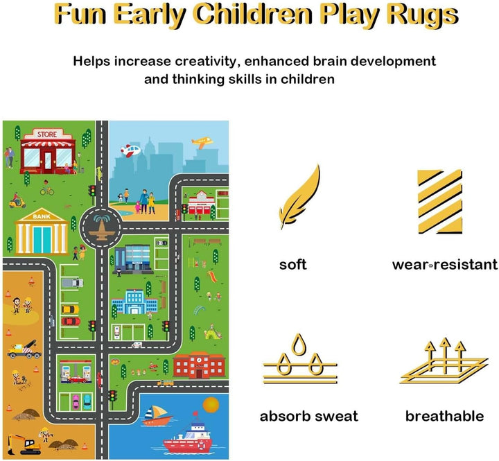BYINGWD Rutschfester Teppich für Kinderzimmer, Spielmatte für Kindergarten-Klassenzimmer, Jungen-Mäd