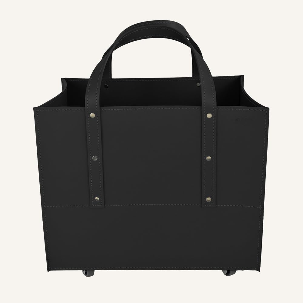 LIMAC Design MANEGHE Kaminholztasche aus Leder für den Innenbereich, Holzkorb für Brennholz, Brennho