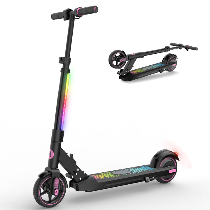 Elektroroller für Kinder im Alter von 6-12 Jahren | Faltbarer E-Scooter mit LED-Display & bunten LED