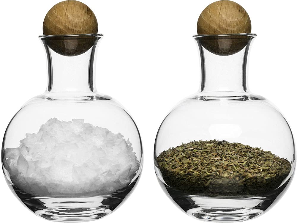 Sagaform Servier Set mit Holzkugel, SF 5016554, Glas, 8.0x8.0x12.0 cm Gewürz-/Kräuterflaschen, Gewür