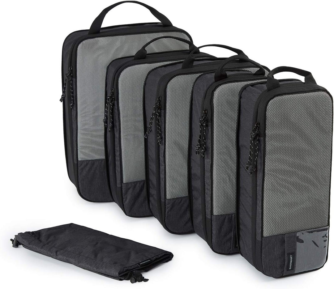 BAGSMART Packing Cubes Compression 6 Stück, Rucksack Koffer Organizer Packtaschen, Wasserdicht Packw