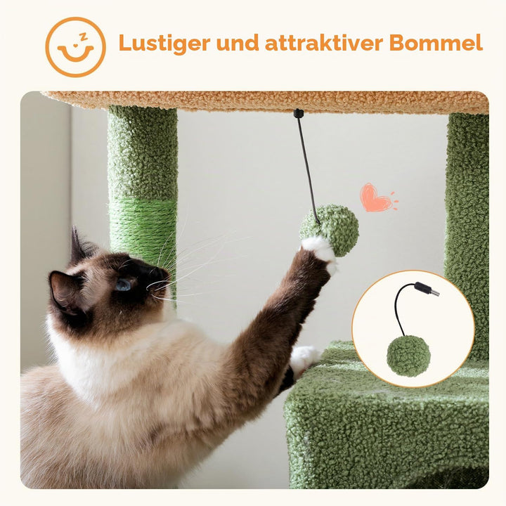 PAWZ Road Kaktus Katzenbaum mit Metall-Plüsch-Hängematte, Katzenturm für ausgewachsene Katzen mit 2-