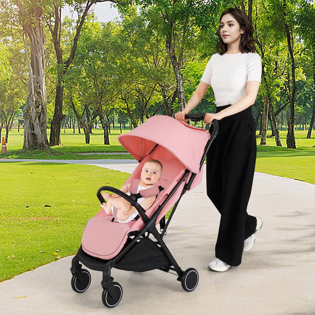 GOPLUS Zusammenklappbarer Kinderwagen, Reisebuggy mit Verstellbarer Rückenlehne &amp; Fussstütze &amp; Brems