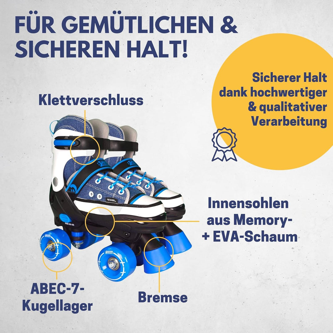 Best Sporting Rollschuhe Kinder I Rollschuhe grössenverstellbar I robuste Inliner für Kinder mit Bre