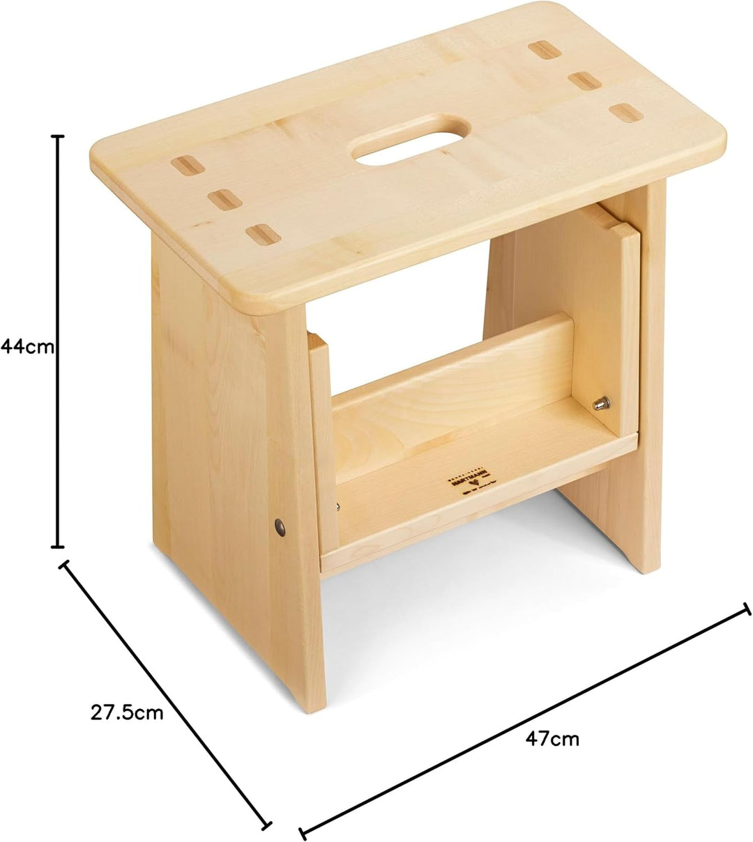 Tritthocker, Sitzhocker Holz, stabil in Ahorn Massivholz, für Kinder und die ganze Familie, Ahorn
