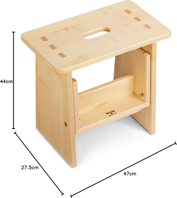 Tritthocker, Sitzhocker Holz, stabil in Ahorn Massivholz, für Kinder und die ganze Familie, Ahorn