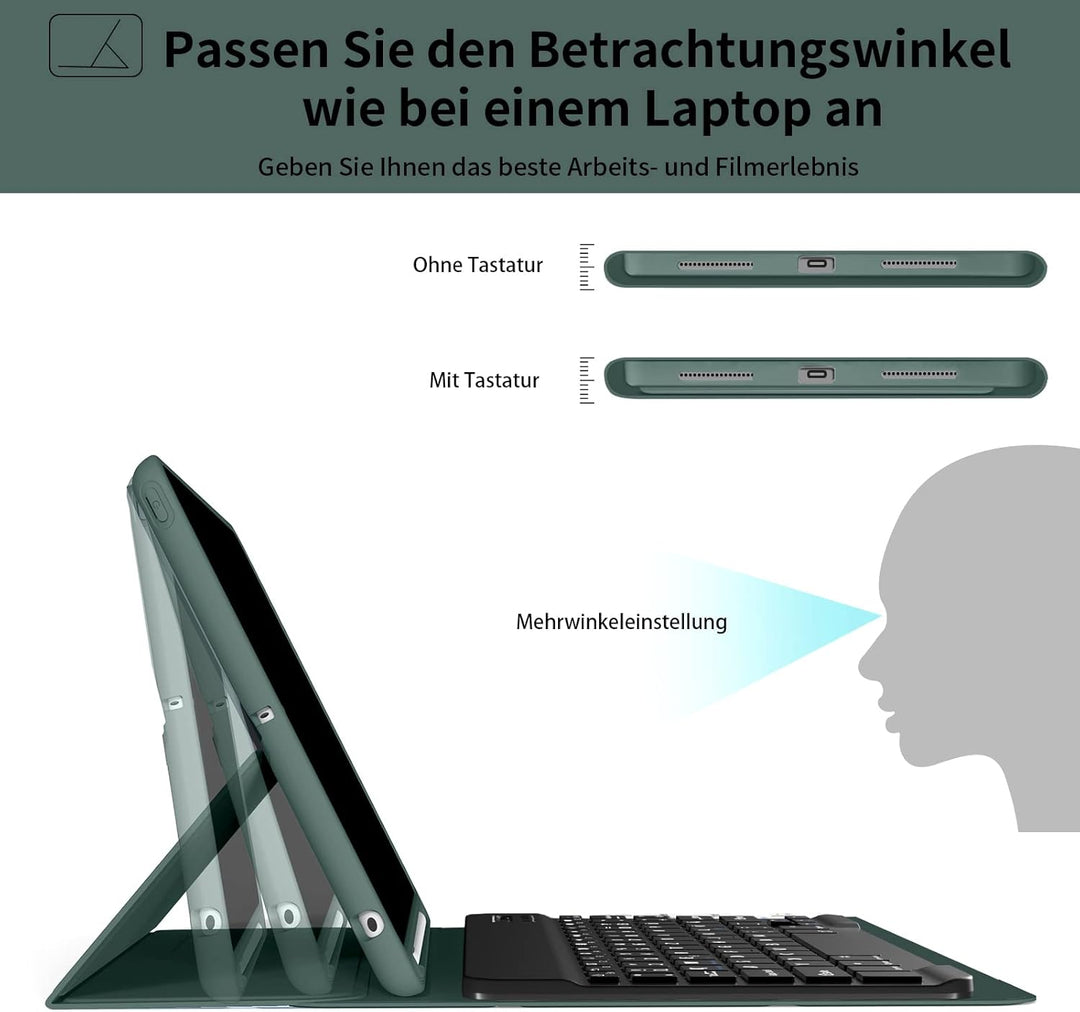 aoub Hülle mit Tastatur für iPad 9. Generation/iPad 8. Generation/iPad 7. Generation, für iPad 10,2