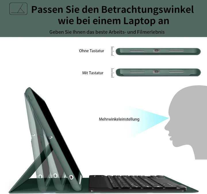 aoub Hülle mit Tastatur für iPad 9. Generation/iPad 8. Generation/iPad 7. Generation, für iPad 10,2
