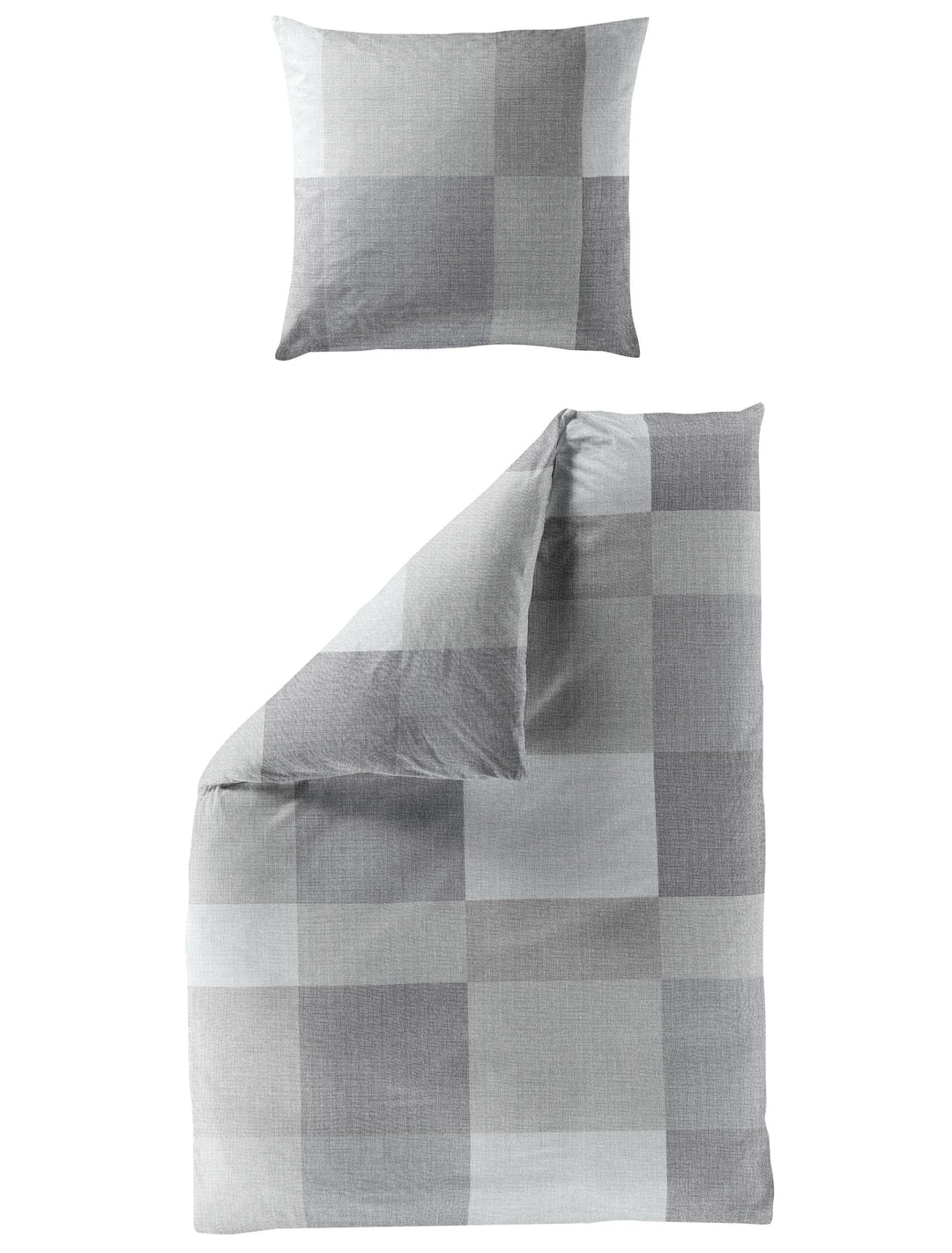 Bierbaum Bettwäsche 6520, Mako-Satin, Made in Germany, silber 13, 135x200 + 80x80 cm 135x200 Kariert