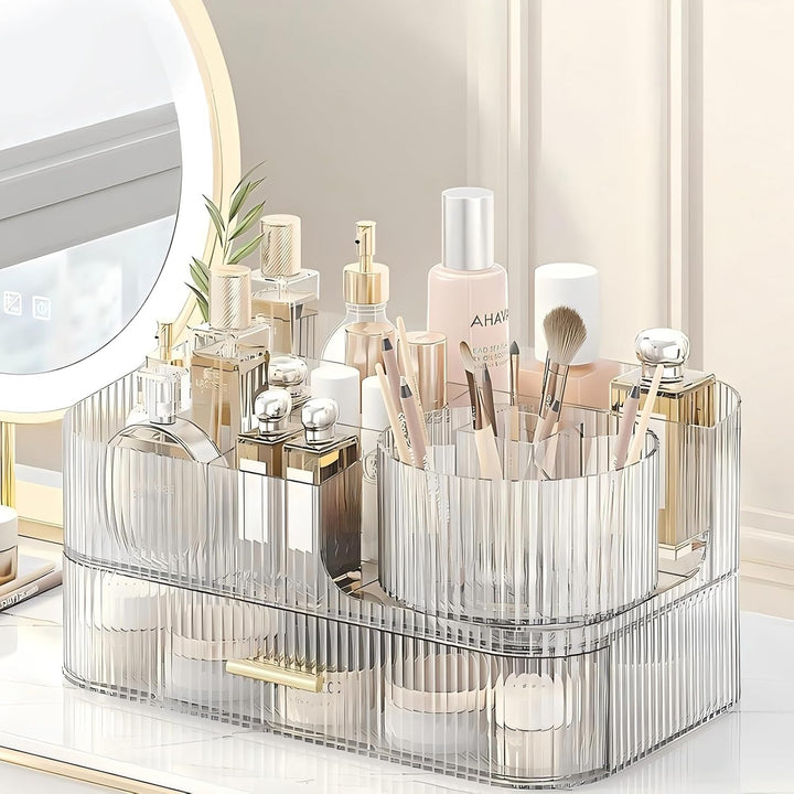 DASITON Make Up Kosmetik Organizer, 360° Drehbar Make Up Pinsel Organizer, Grosser Kosmetik Aufbewah