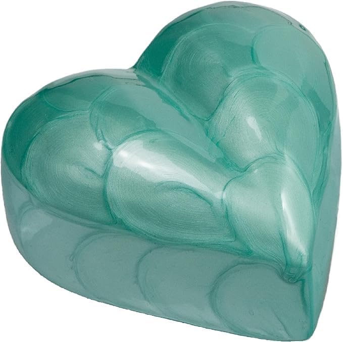 Urn for Ashes Funeral Cremation Memorial Keepsake Heart Love Urns Decorative Alloy (Green, 3") RHM01