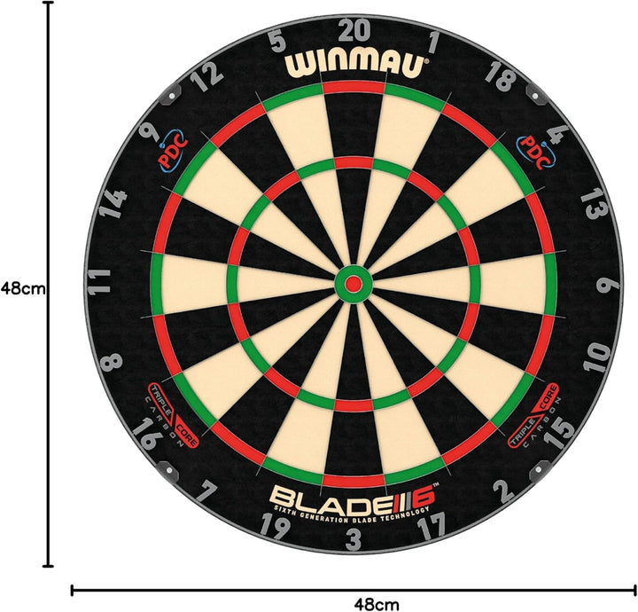 WINMAU Blade 6 Series Professional Bristle Klassische Dartboard Blade 6 Triple Core Carbon, Blade 6