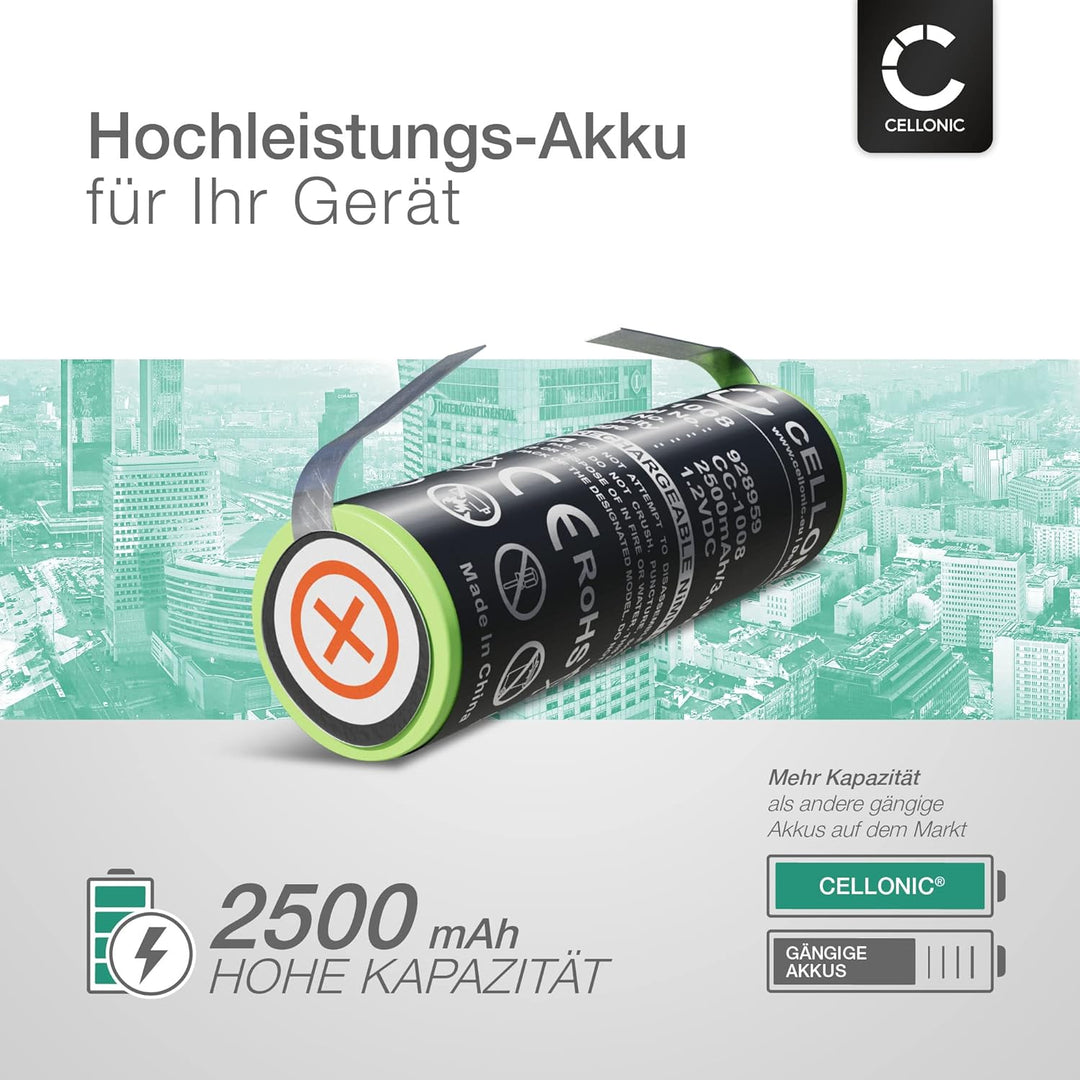 subtel, Akku für Rasierer kompatibel mit Braun 7570, 8985, 5505, 8970, 5000, 8595, 3710 (1.2V, 2500m