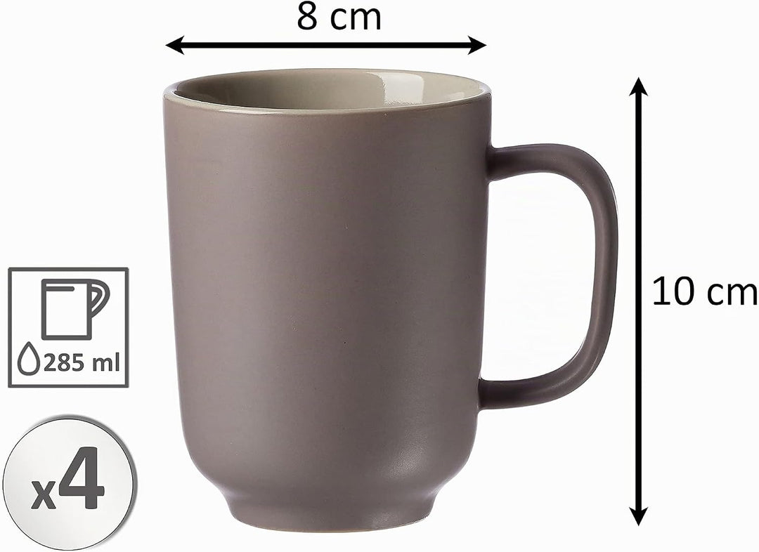 Ritzenhoff &amp; Breker Kaffeebecher-Set Jasper, 4-teilig, je 320 ml, Taupe, Steinzeug, Taupe