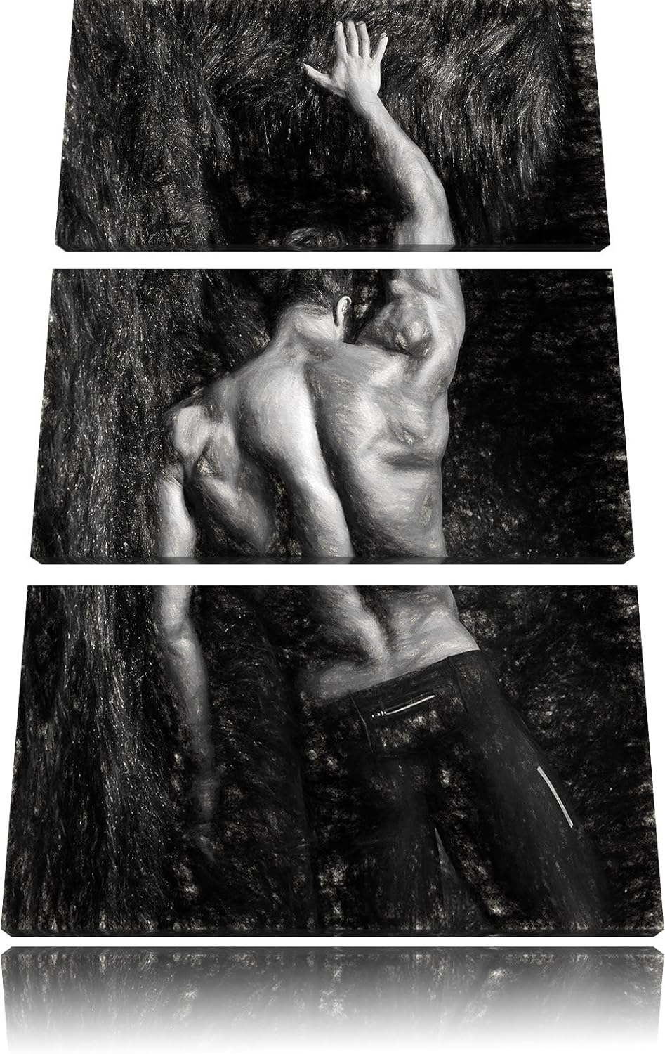 Pixxprint Muskulöser sexy Mann Kunst als Leinwandbild/Grösse: 3 Teilig (120x80 cm) cm/Wandbild/Kunst