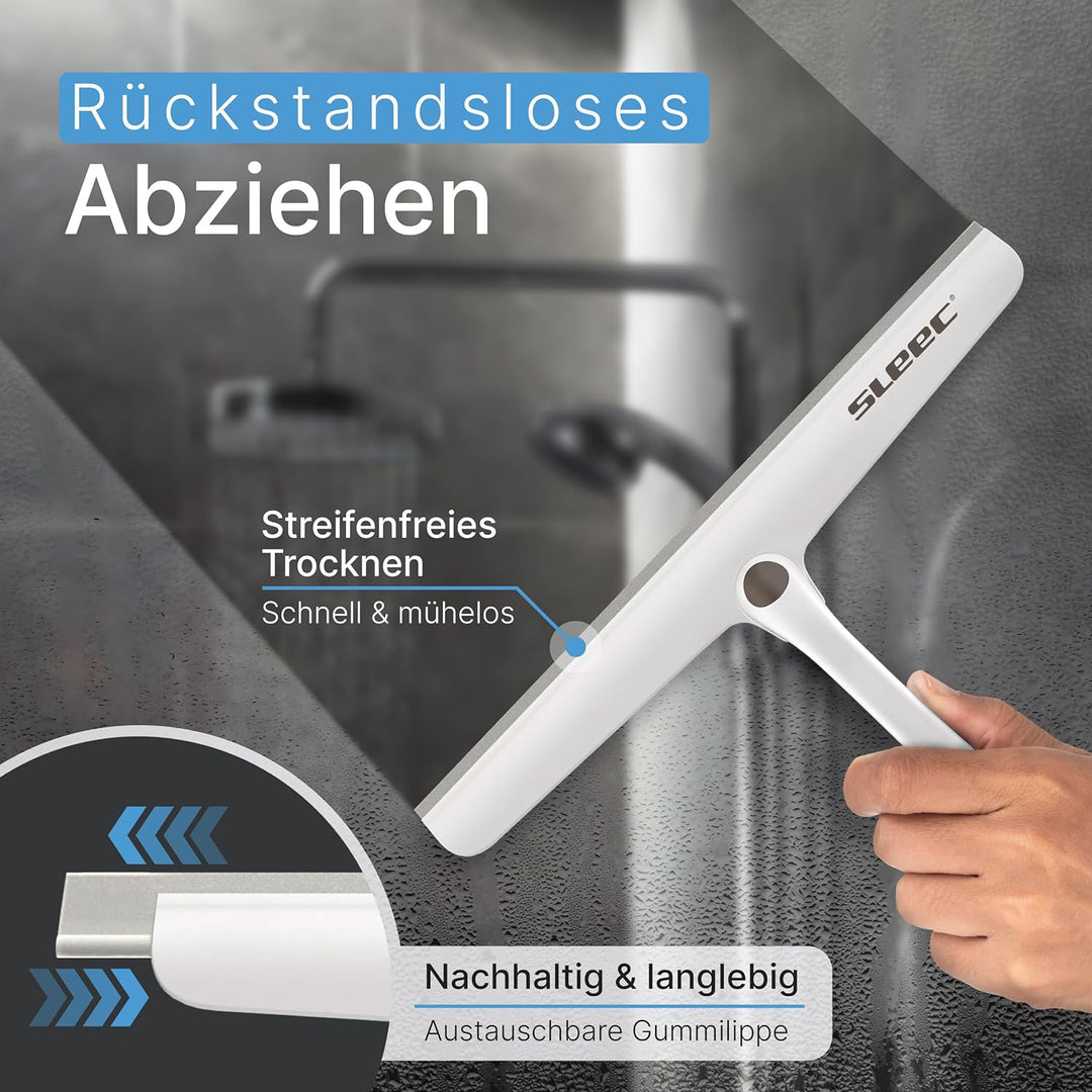 Revo Duschabzieher grau/weiss aus Kunststoff, Länge: 25-40cm I Hochwertiger Abzieher mit Klappgriff