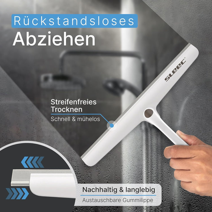 Revo Duschabzieher grau/weiss aus Kunststoff, Länge: 25-40cm I Hochwertiger Abzieher mit Klappgriff